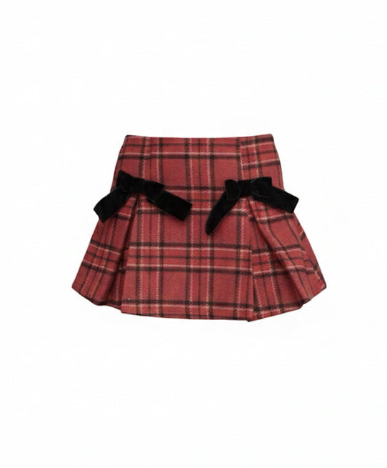 Plaid Velvet Bow Skirt