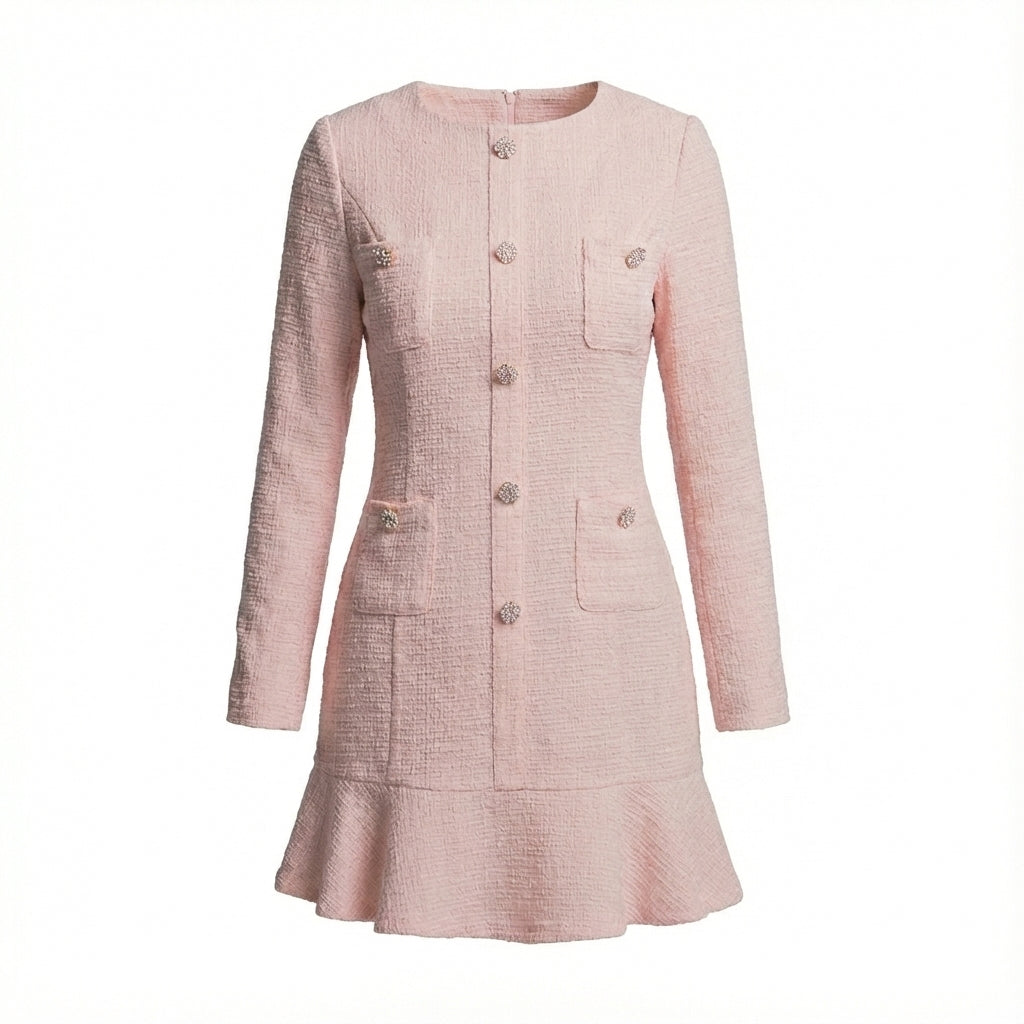Carrie Long Sleeve Tweed Dress