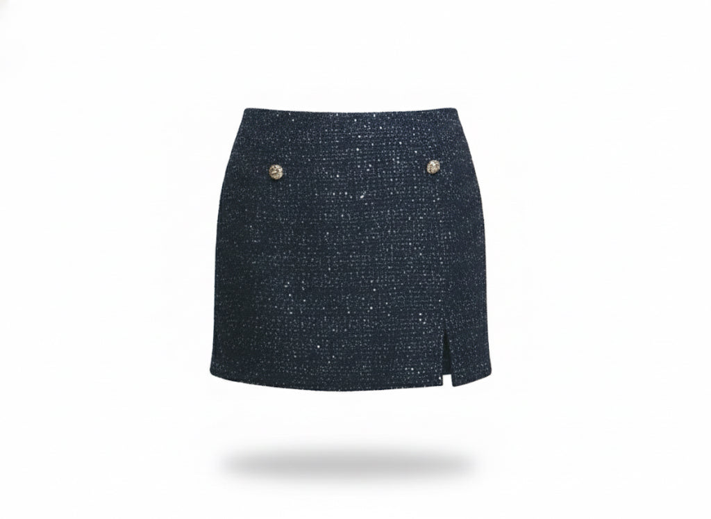 Navy Tweed Skirt
