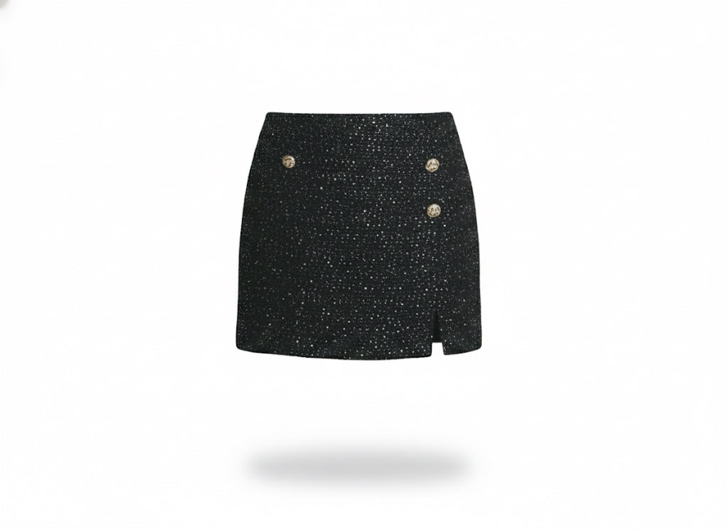 Black Tweed Mini Skirt