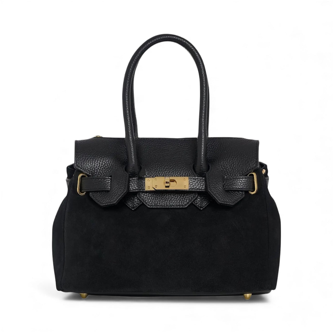 Elizabeth Micro Bag in Black Suede and Togo Leather