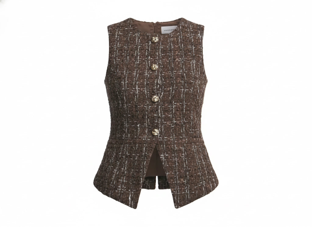 Brown Tweed Top