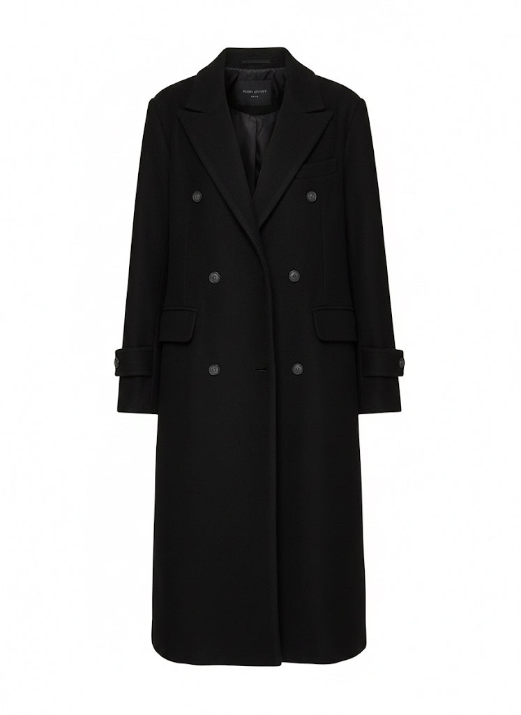 Miranda Double Breasted Wool Blend Long Coat