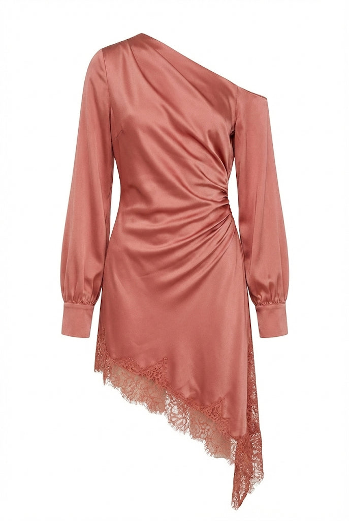 Poppy Satin Lace Trim Dress