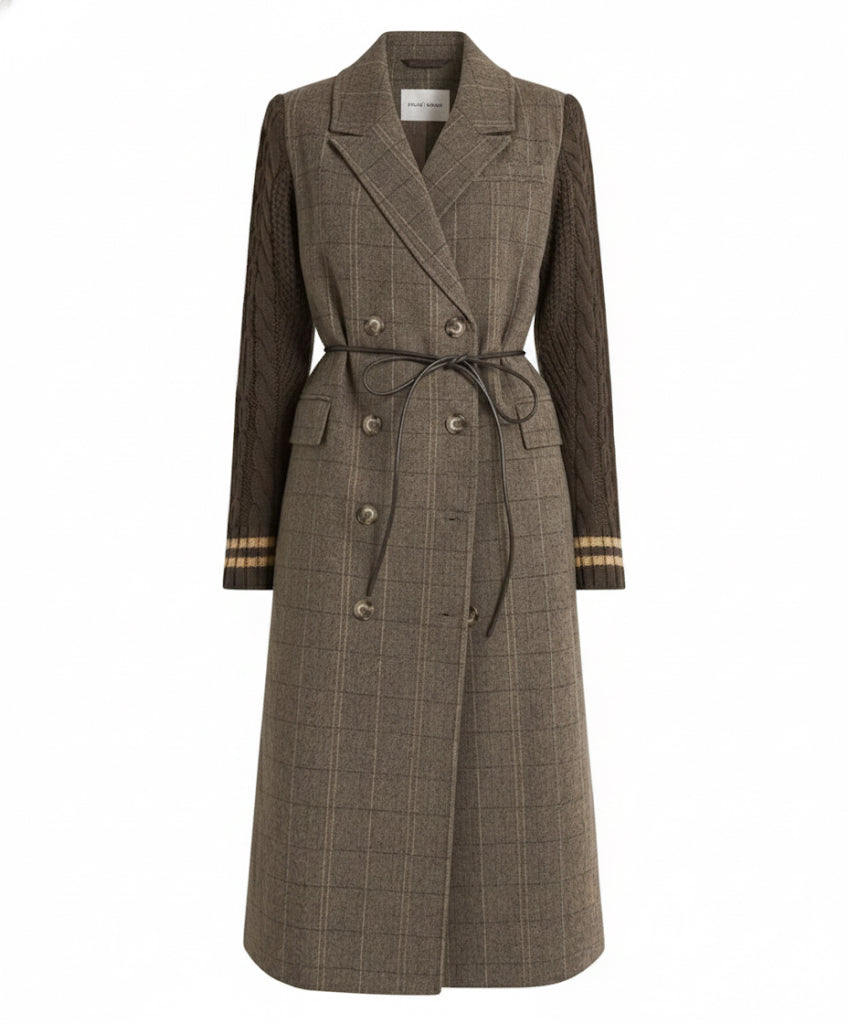 Amanda Woven Double Breast Midi Coat