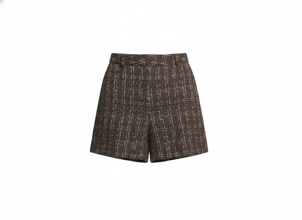 Brown Tweed Shorts