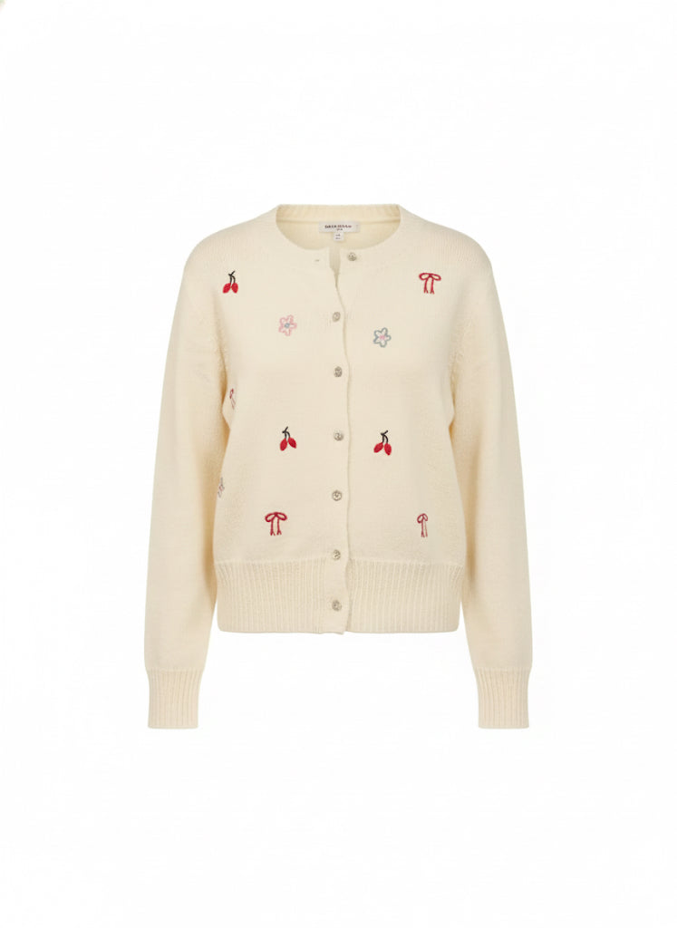Sweetly Embroidered Knit Cardigan
